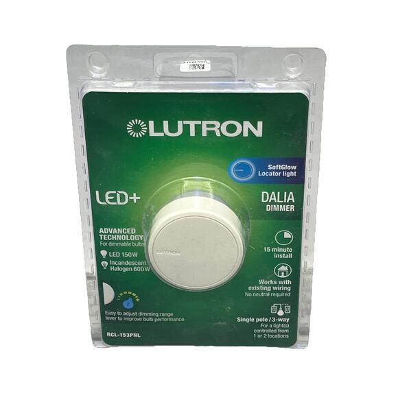 Lutron DALIA LED+ Light Dimmer Single Pole/3 Way, Light Almond, RCL-153PNL {10} - Picture 1 of 11